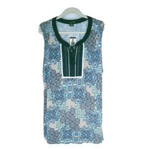 rxb Top Women's XXL Paisley Blouse Sleeveless Tie Boho Peasant Blue MSP $58 NEW